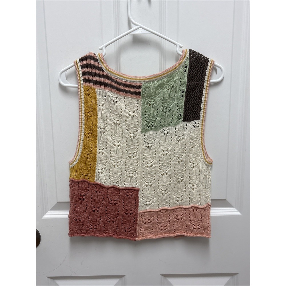 American Eagle Patchwork Knit Vest Sleeveless Swe… - image 2